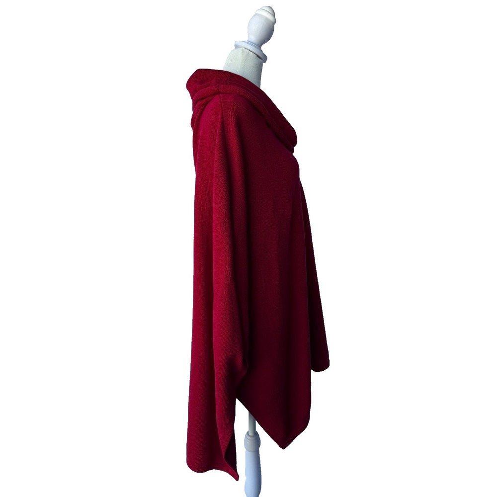 Pure Jill J Jill Red Knit Cotton Cashmere Cowl Neck Poncho Sweater M/L Lagenlook - Picture 4 of 12